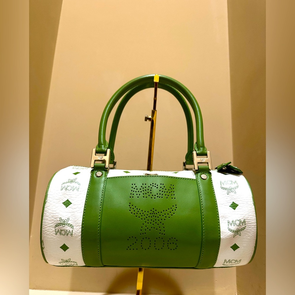 MCM Green and White 2006 Viseto’s & Punched Leather Papillon *Super Rare*